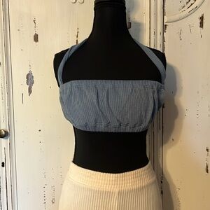 WeWoreWhat Blue Crop tie halter bra Top Casual Essential